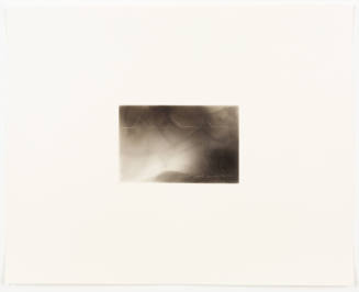 One thin wavy white plotter line spans across a background comprised of smoke clouds and wisps