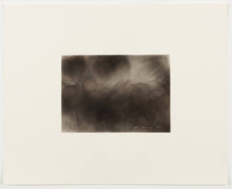 Single thin wavy white plotter line spans across a background of smoke clouds and wisps