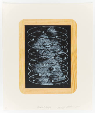 Chalkboard with chalk drawing of stacked oval outlines and overlapping circles and patterns within
