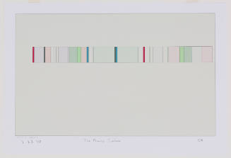 Thin rectangle with vertical bands in mostly pastel colors: pinks, greens, blues, purples, yellows