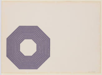 Nine concentric light purple hexagons located in lower left corner of a blank horizontal sheet