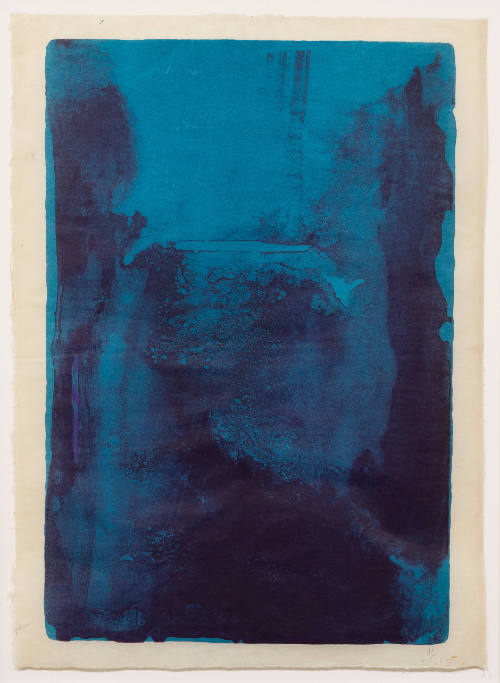 Large vertical rectangle with dark indigo from bottom over a bright azure blue layer.