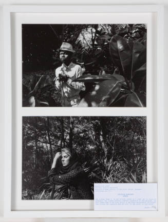 Two photos; above, a dark-skinned man in a garden, below: a light-skinned woman in a garden