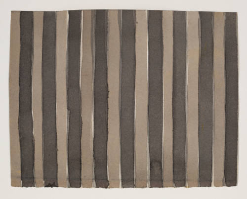 Watercolor of alternating vertical grey and tan lines