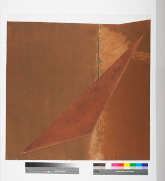 Abstract composition in shades of brown and bronze with triangle overlapping rectangular shapes