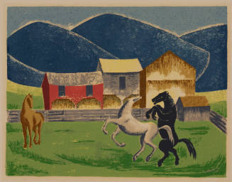 Title unknown (three horses in a yard)