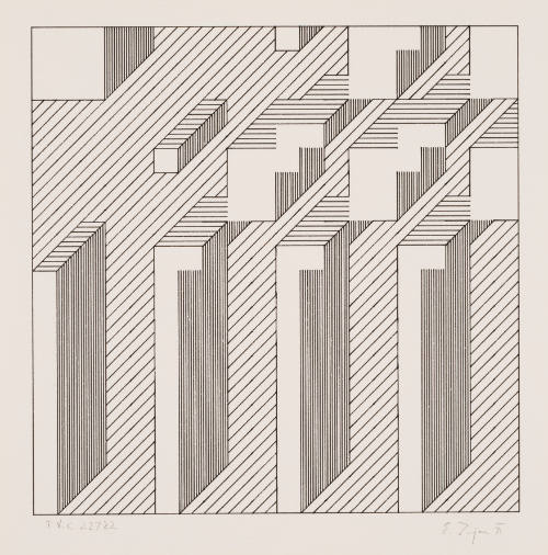 Abstraction with vertical and horizontal lines that make cube forms and parallel diagonal lines in t