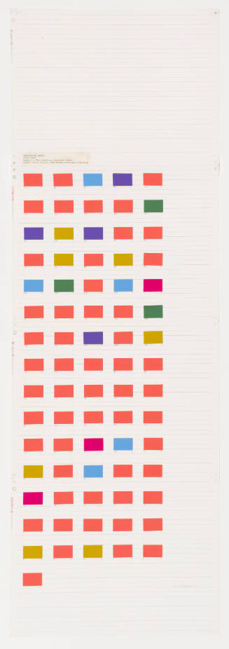 Print titled “SHOE-PYSCHE CHARGE Color Chart” with 5 x 16 grid of bright colored rectangles