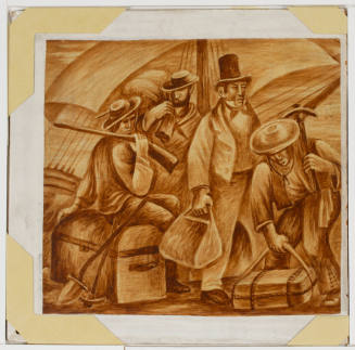 The Gold Rush, mural competition sketches for Rincon Annex Post Office in San Francisco