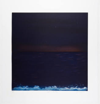 Square, night seascape with a wave of seafoam at the bottom