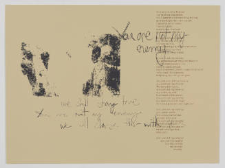 Abstract image with bits of printed and handwritten text that both start with “You are not my enemy”