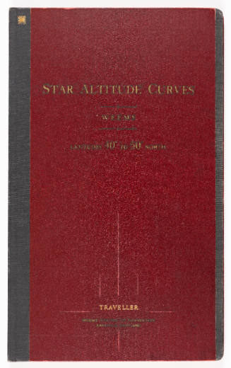Cover of book with black binding and covered in red cloth with title “Star Altitude Curves”