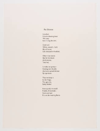 Title reads “Fat Silence,” followed by six stanzas of a poem in black font